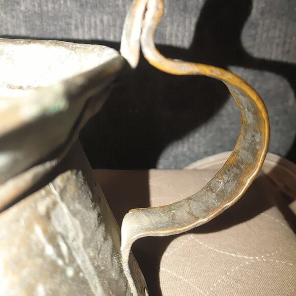 Pot Cauldron Patina Antique Rustic Copper Pitcher Pure Pour Solid Rivet Handle - Picture 3 of 8